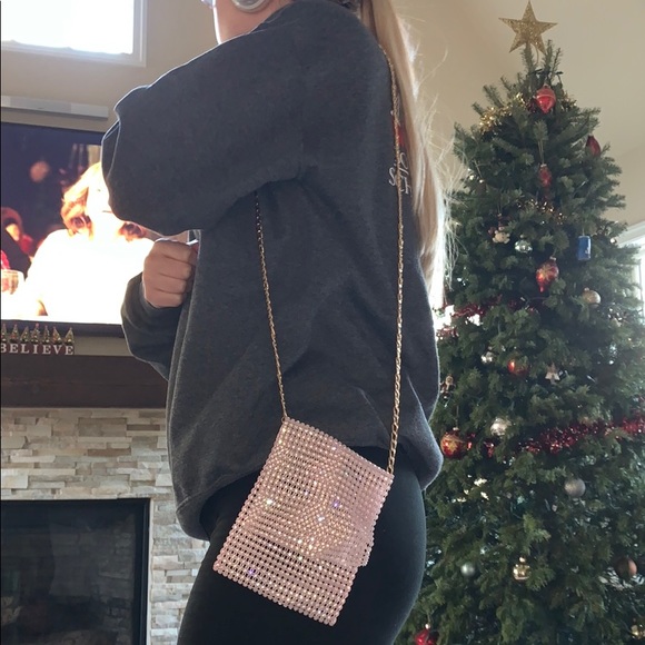 NEW LF trendy sparkle pink mini shoulder bag gold - Picture 4 of 6